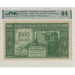 Kowno, 1.000 Mark 1918 - A - 6 digit series - PMG 64