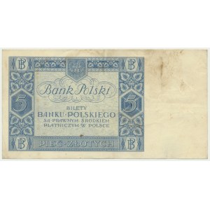 5 złotych 1930 - Ser.H - rzadka odmiana jednoliterowa - ŁADNY