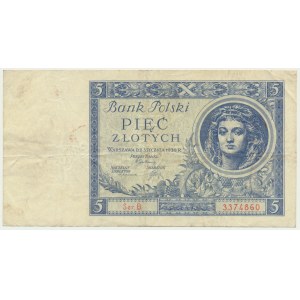 5 or 1930 - Ser.B - rare variété à une lettre