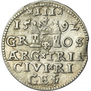Sigismund III Vasa, 3 Groschen Riga 1592 - LI
