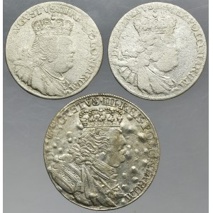 Lot, Augustus III of Poland, 6 Groschen and 1/4 Thaler (3 pcs.)