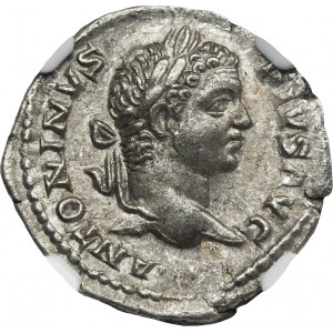 Roman Imperial, Caracalla, Denarius - NGC AU - ex. The Seven Hills Hoard