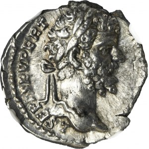 Roman Imperial, Septimius Severus, Denarius - NGC AU