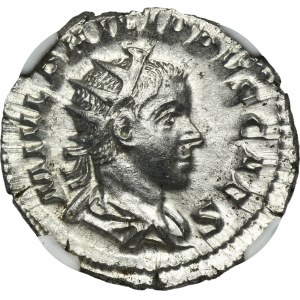 Rímska ríša, Filip II, antoninián - NGC AU - ex. Dunajská strieborná zbierka