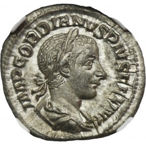 Roman Imperial, Gordian III, Denarius - NGC AU