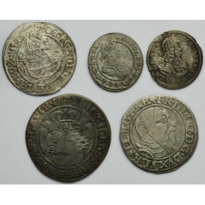 Lot, Silesia, Silesia Habsburg rule, 1 Kreuzer, 3 Kreuzer, 6 Kreuzer and Groschen (5 pcs.)