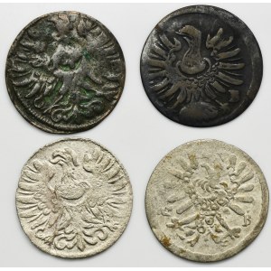 Lot, Silsia, Duchy of Liegnitz-Brieg-Wohlau, Louise von Anhalt-Dessau, Gröschel Brieg 1673 (4 pcs.)