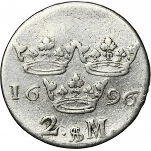 Sweden, Charles XI, 2 Mark Stockholm 1696 AS