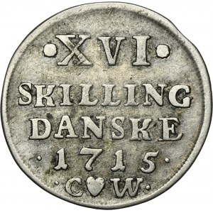 Denmark, Frederick IV, 16 Skilling Dansk Copenhagen 1715 CW