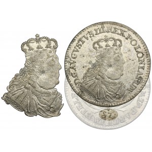 Augustus III of Poland, 6 Groschen Leipzig 1753 - RARE, denomination SZ