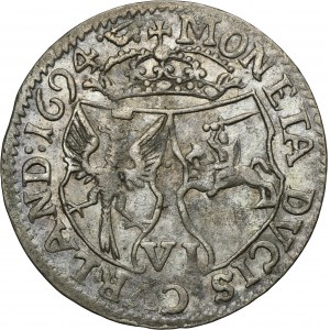 Duchy of Curland, Friedrich Casimir Kettler, 6 Groschen Mitau 1694 - RARE