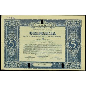 4% Premiowa Pożyczka Dolarowa 1931, seria III, obligacja $5