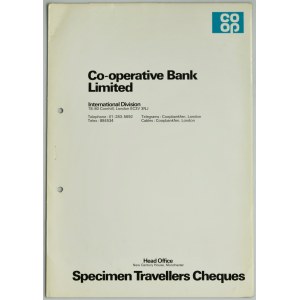 Wzornik z 4 czekami podróżnymi Co-operative Bank Limited, Styczeń 1976 r.