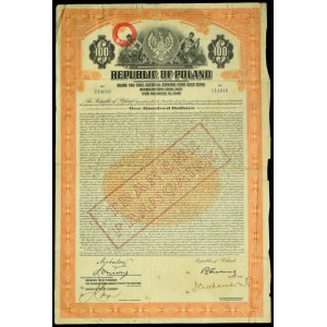 7% Pożyczka Stabilizacyjna 1927, obligacja $100, TRANCHE FRANCAISE, bez stempla zmiany oprocentowania