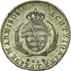 Germany, Kingdom of Saxony, Friedrich August, 1/6 Thaler Dresden 1808 SGH