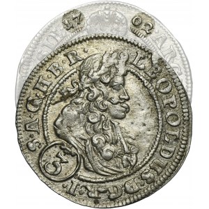 Silesia, Habsburg rule, Leopold I, 3 Kreuzer Brieg 1702 CB