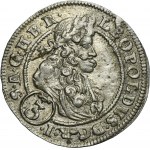 Silesia, Habsburg rule, Leopold I, 3 Kreuzer Brieg 1702 CB