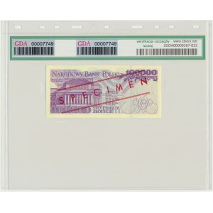 100.000 złotych 1993 - WZÓR - A 0000000 - No.0431 - GDA 67 EPQ