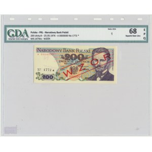 200 złotych 1976 - WZÓR - A 0000000 - No.1772 - GDA 68 EPQ