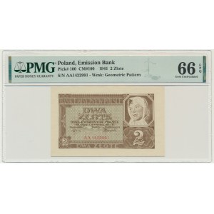 2 złote 1941 - AA - PMG 66 EPQ - rzadsza seria