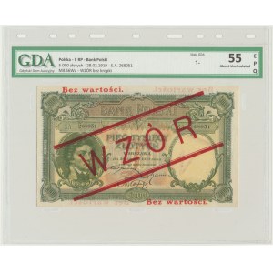 5.000 złotych 1919 - WZÓR - wysoki nadruk - GDA 55 EPQ