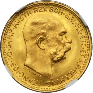 Austria, Franz Josef I, 10 Corona Wien 1912 - RESTRIKE - NGC MS67