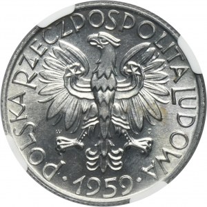 5 złotych 1959 Rybak - NGC MS65