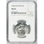 5 złotych 1960 Rybak - NGC MS65