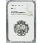 2 złote 1959 Jagody - NGC MS65 - NAJRZADSZY ROCZNIK