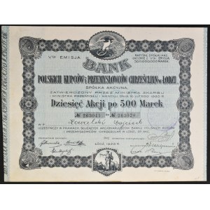 Bank Polskich Kupców i Przemysłowców Chrześcijan w Łodzi, 10 x 500 mkp 1923, Emisja V