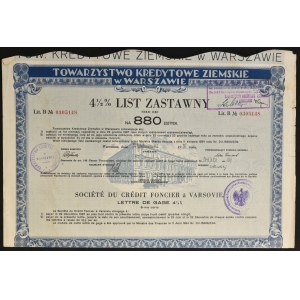 Towarzystwo Kredytowe Ziemskie in Warsaw, 4.5% mortgage bond series 5, 880 zloty