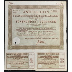 Ostpreußische Landschaft, Certyfikat udziału w listach zastawnych, 500 Goldmark