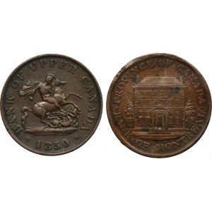Ensemble, Canada, jeton de 1/2 pence 1842 et 1850 (2 pièces).