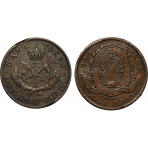 Ensemble, Canada, jeton de 1/2 pence 1842 et 1850 (2 pièces).