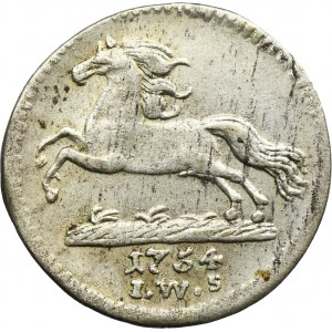 Nemecko, Brunswick-Lüneburg-Calenberg-Hanower, George II, 1/24 Thaler Clausthal 1754 IWS - veľmi zriedkavé