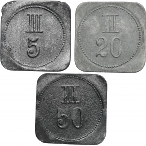 Set, Ruda in Oberschlesien, Morgenroth, Godullaschacht, 5 Pfennig, 20 Pfennig and 50 Pfennig (3 pcs.)