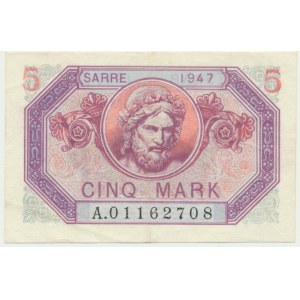 Saar, 5 Mark 1947 - RARE