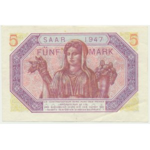 Saar, 5 Mark 1947 - RARE