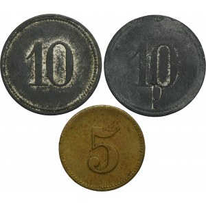 Set, Hindenburg, Borsigwerk, Hedwigswunschgrube, 5 Pfennig and 10 Pfennig (3 pcs.)