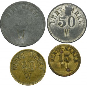 Set, Hindenburg, Borsigwerk, 15 Pfennig, 20 Pfennig, 50 Pfennig and 100 Pfennig (4 pcs.)