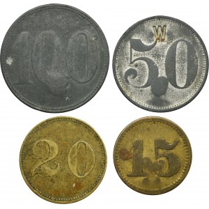 Set, Hindenburg, Borsigwerk, 15 Pfennig, 20 Pfennig, 50 Pfennig and 100 Pfennig (4 pcs.)