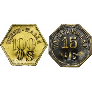 Set, Hindenburg, Borsigwerk, 15 Pfennig and 100 Pfennig (2 pcs.)