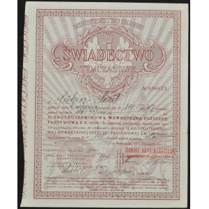 5% Krátkodobá štátna pôžička, predbežné potvrdenie 1920, hodnota zapísaná ručne