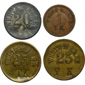 Set, Hindenburg, Borsigwerk, 1 Pfennig, 20 Pfennig and 25 Pfennig (4 pcs.)
