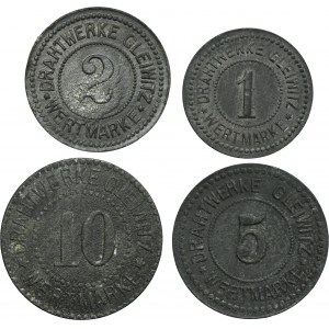 Set, Gleiwitz, Drahtwerke, 1 Pfennig, 2 Pfennig, 5 Pfennig and 10 Pfennig (4 pcs.)