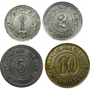 Set, Gleiwitz, Drahtwerke, 1 Pfennig, 2 Pfennig, 5 Pfennig and 10 Pfennig (4 pcs.)