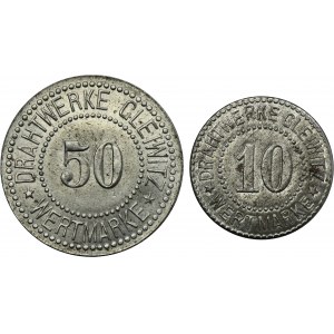 Set, Gleiwitz, Drahtwerke, 10 Pfennig and 50 Pfennig (2 pcs.)