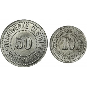 Set, Gleiwitz, Drahtwerke, 10 Pfennig and 50 Pfennig (2 pcs.)