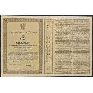 5% štátna konverzná pôžička 1924, 10 libier - celý kupónový hárok