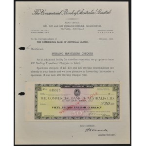 Australia, The Commercial Bank of Australia Ltd, czek - wzór/SPECIMEN